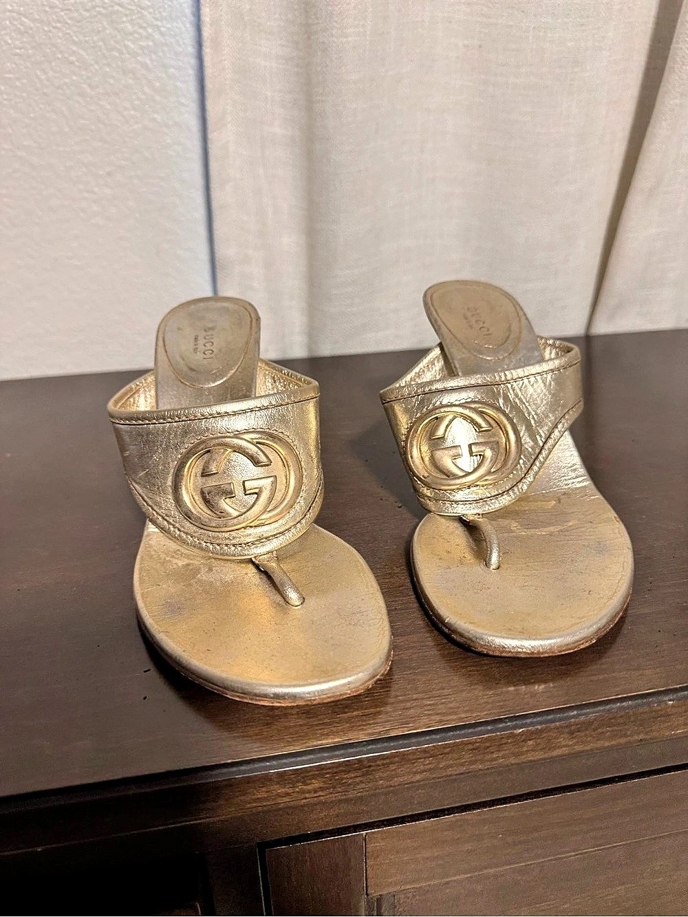 Gucci Gold Logo Heels US 8.5